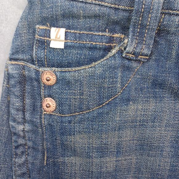 Vintage Y2K Z Cavaricci Distressed Denim Jean Mini Skirt Size 3 Retro Mean Girls - Picture 3 of 14